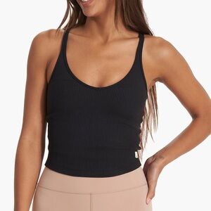 Vuori Black Ribbed Tank Crop Top
